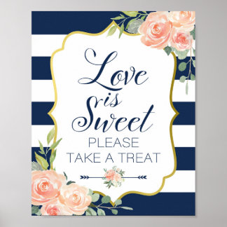 Hochzeits-Schild in Navy und Gold | Brautparty-Sch Poster