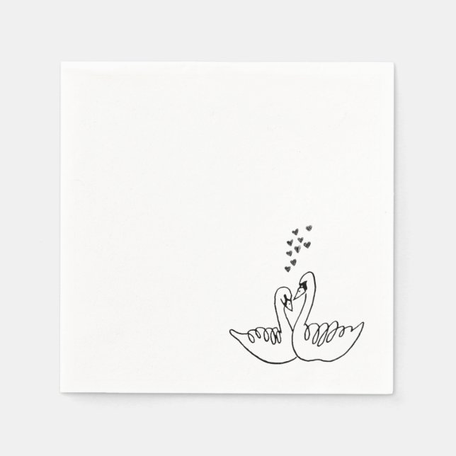 Hochzeits-Schwan-Cocktailserviette Serviette (Vorderseite)