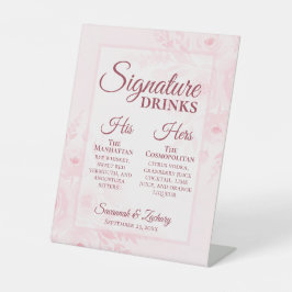 Hochzeits-Signature-Drinks Blush Pink Boho Pfingst Sockelschild
