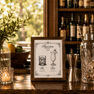 Hochzeits-Signature-Drinks His und Hers Poster