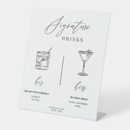 Hochzeits-Signature-Drinks-Menü-Tischschild zum Be Sockelschild