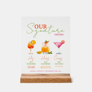 Hochzeits-Signature-Drinks-Schild, farbenfrohes Si Acrylschild