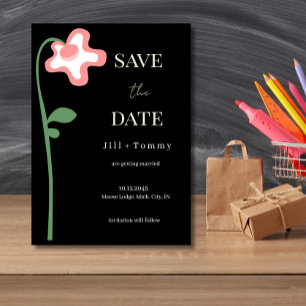 Hochzeits-Single-Flower-Dunkle-Save-the-Date-Karte Save The Date