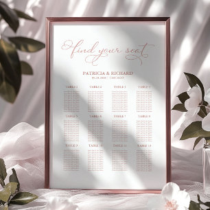 Hochzeits-Sitzplan-Board Elegant 12 Tische Poster