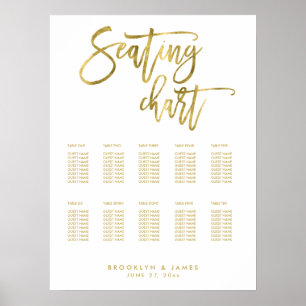 Hochzeits-Sitzplan mit Goldfolien-Effekt 45x60 cm Poster