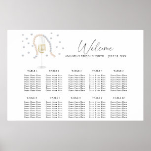 Hochzeits-Sitzplan Perlen und Prosecco Poster