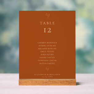 Hochzeits-Sitzplan-Tisch Terrakotta Minimalistisch Acrylschild