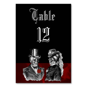 Hochzeits-Skeleton Schädel-Tabellen-Karte Tischnummer