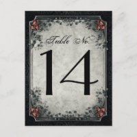 Hochzeits-Skelette schwarz u. graue Tischnummern