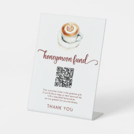 Hochzeits-Sparbuch QR Code Brautparty für Kaffee-H Sockelschild