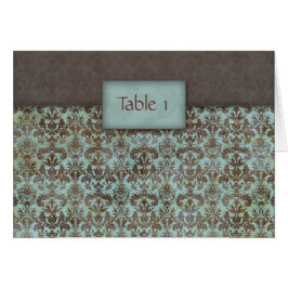 Hochzeits-Tabellen-Sitzplatz-Karten-Damast blaues