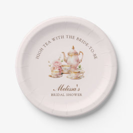 Hochzeits-Teatime Pastellrosa Goldene Hochzeitsdus Pappteller