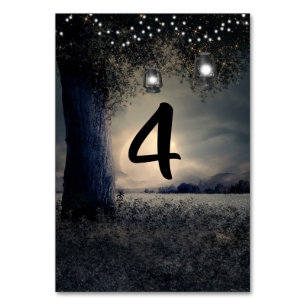 Hochzeits-Tischnummer-romantischer Moonlit Baum Tischnummer