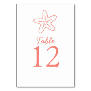Hochzeits-Tischnummern Strand Seastar Starfish Tischnummer