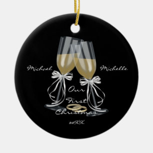 Hochzeits-Toast unsere erste Weihnachtsverzierung Keramik Ornament