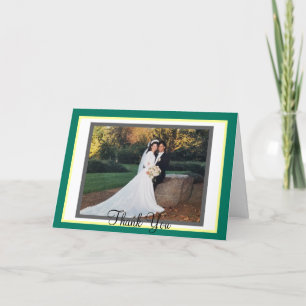 Hochzeits-Tropen-Grün-Gelb-Foto-Dankeskarten Dankeskarte