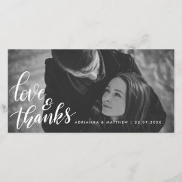 Hochzeits-Typografie-Liebe und Paar-Foto des Dankeskarte
