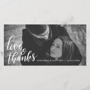 Hochzeits-Typografie-Liebe und Paar-Foto des Dankeskarte