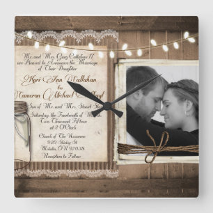 Hochzeits-Uhr Quadratische Wanduhr