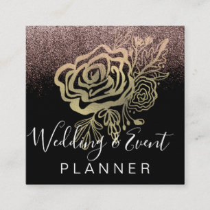 Hochzeits- und Eventplaner Faux Gold Rose und Pink Quadratische Visitenkarte
