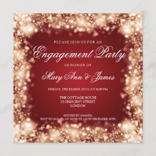 Hochzeits-Verlobungs-Party-funkelndes Licht-Gold Einladung