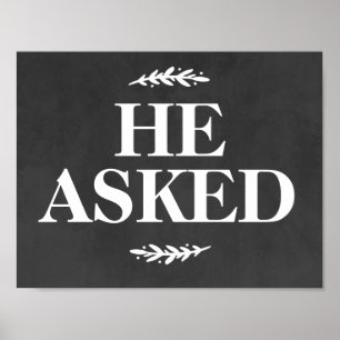 Hochzeits Verlobungsfoto Prop Zeichen Er Fragte Poster