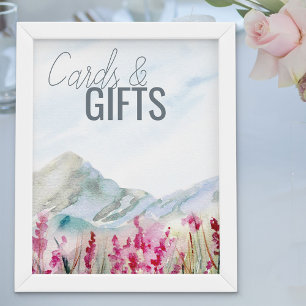 Hochzeits-Watercolor-Karten und Geschenke im Gebir Poster