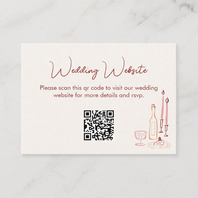 Hochzeits-Website-QR-Code Begleitkarte (Vorderseite)