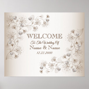 Hochzeits-Willkommensschild Party Floral Elegantes Poster
