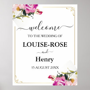 Hochzeits-Willkommensschild - Rosa Roségold-Design Poster