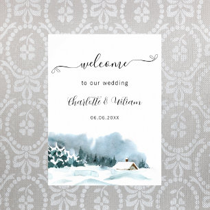 Hochzeits-Winter-Wunderland-Empfang Willkommen Poster
