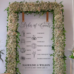 Hochzeitsablauf-Icons Kalligrafie Klar Acrylschild