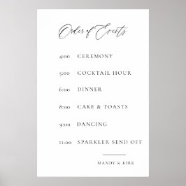Hochzeitsablauf-Schild | Elegant Minimalistisch  Poster