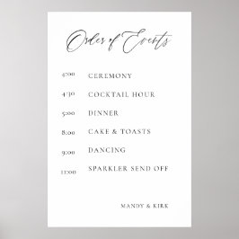 Hochzeitsablauf-Schild | Elegant Minimalistisch  Poster