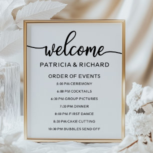 Hochzeitsablauf-Schild Schicke Kalligrafie Poster