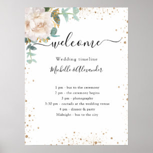 Hochzeitsablaufprogramm floraler Eukalyptus Poster