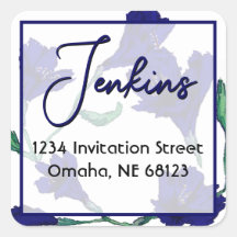 Hochzeitsadresse für Navy Blue Floral Water