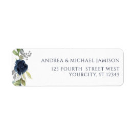 Hochzeitsadresse für Navy Blue Watercolor Floral