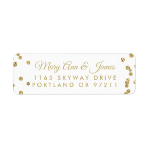 Hochzeitsadresse Gold Imitate Glitzer Confetti Whi