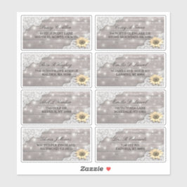 Hochzeitsadresse Lace Sunflower Holzofenleuchten Aufkleber