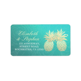 Hochzeitsadresse Vintag Gold Foil Ananas Couple Adressaufkleber