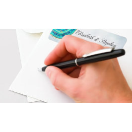 Hochzeitsadresse Watercolor Aquamarin & Gold Agate