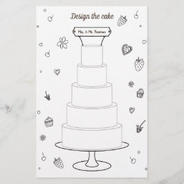 Hochzeitsaktivitäten Färben Seiten Design Cake