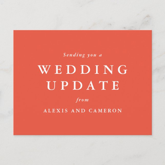 Hochzeitsaktualisierung ändert das Datum der Koral Postkarte (Vorderseite)