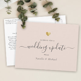 Hochzeitsaktualisierung Elegantes Script Gold Blus Postkarte