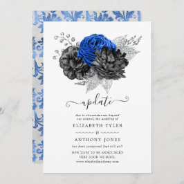 Hochzeitsaktualisierung für Royal Blue, Black und Einladung