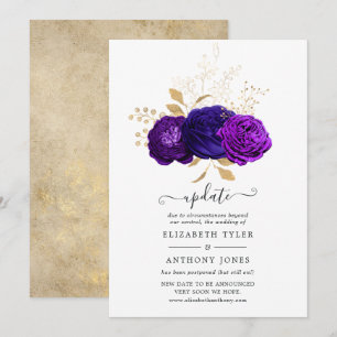 Hochzeitsaktualisierung lila, Royal Blue und Gold Einladung