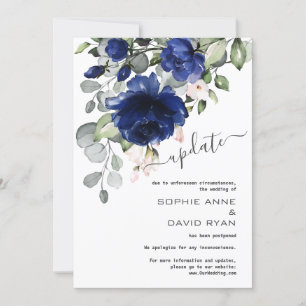 Hochzeitsaktualisierung verschoben Navy Blue Pink Einladung
