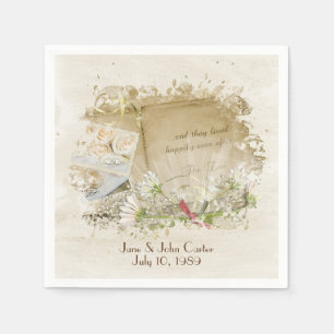 Hochzeitsalbum im Vintage-Stil mit Gänseblümchen Serviette