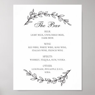 Hochzeitsalkoholgetränke Bar Poster